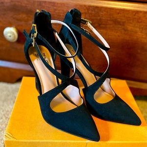 Faux suede heels